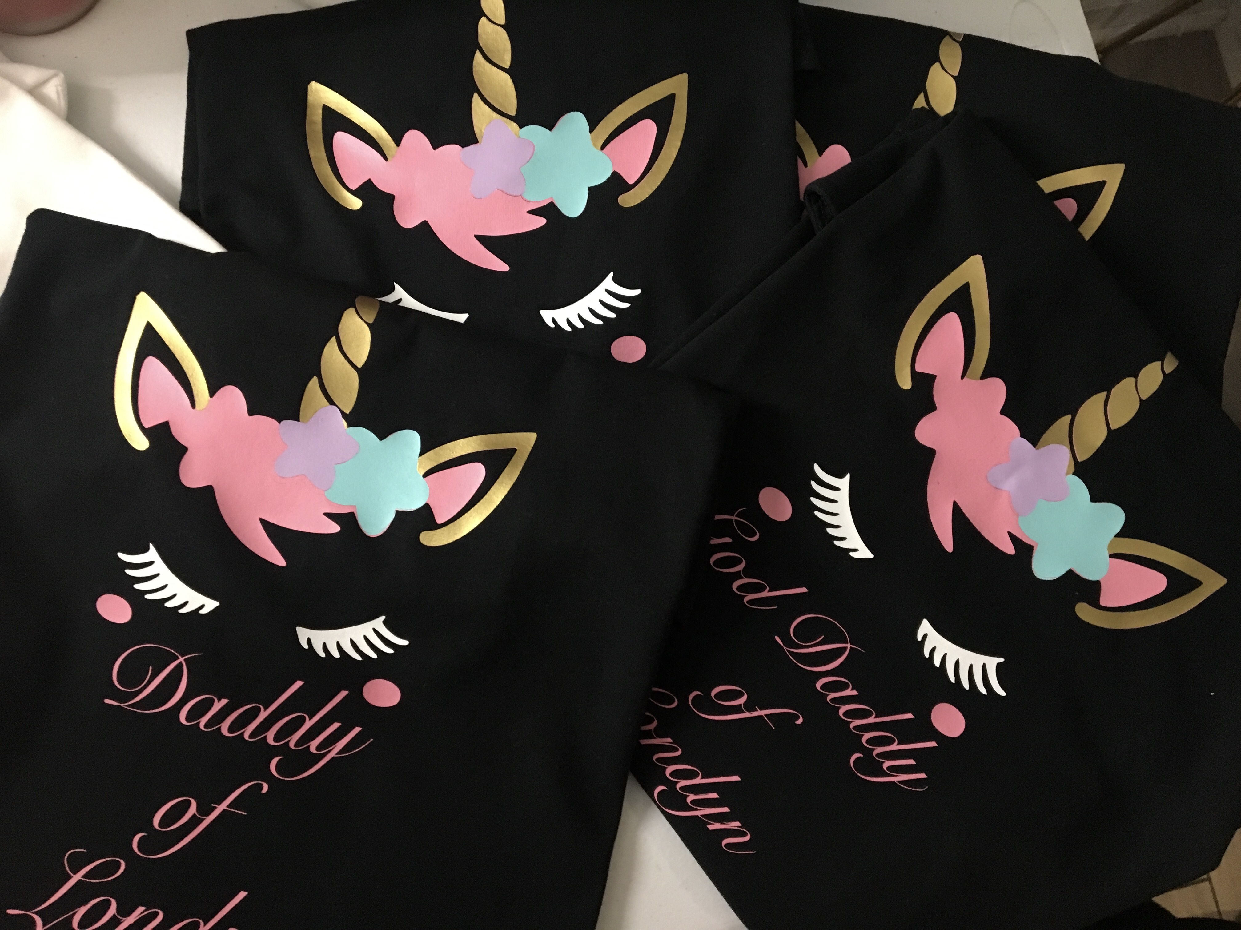 Custom unicorn DTF printed shirts